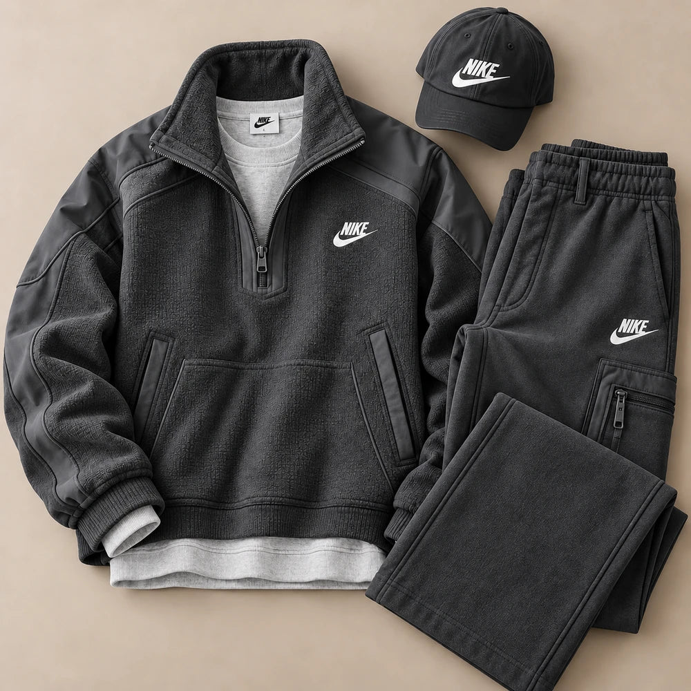 Heavyweight Textured Quarter-Zip Set