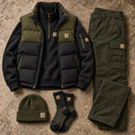 Winter Puffer Vest Cargo Outfit Set