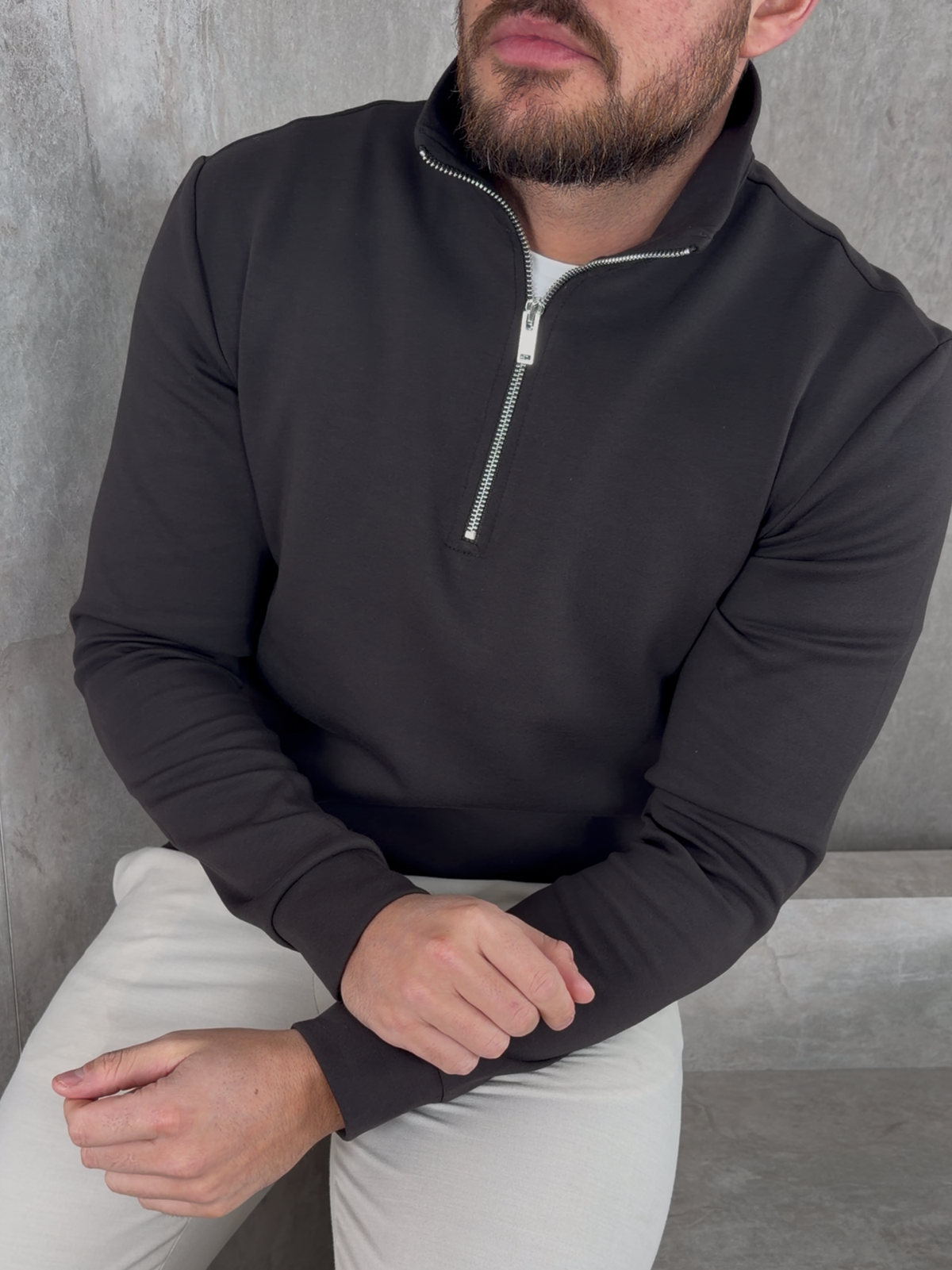 Jersey Interlock Half Zip Jumper