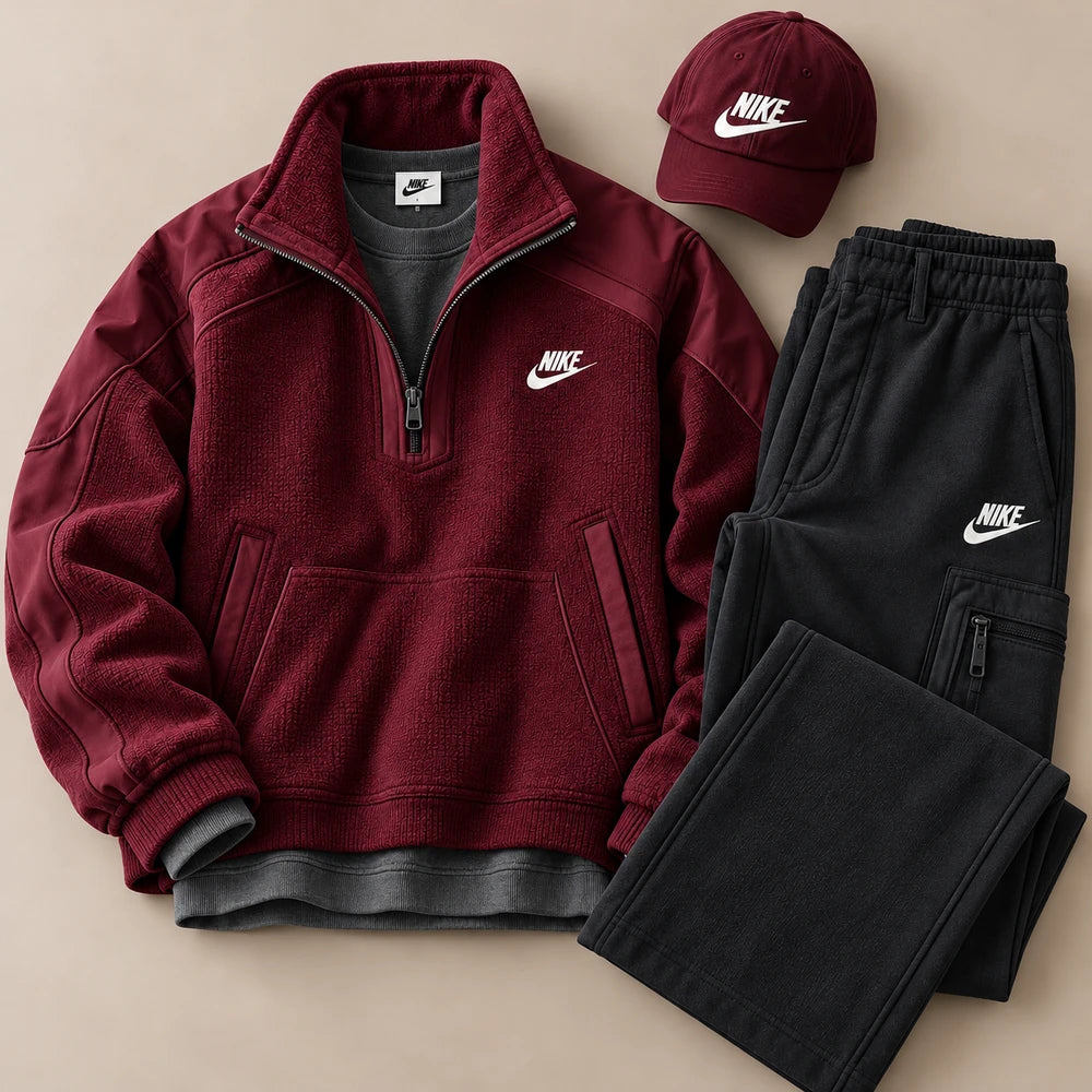 Heavyweight Textured Quarter-Zip Set