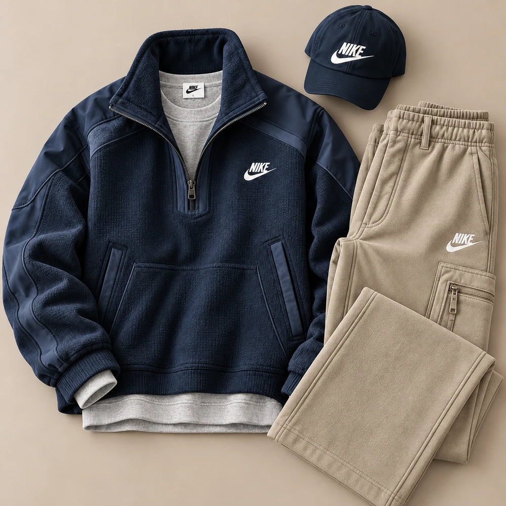 Heavyweight Textured Quarter-Zip Set