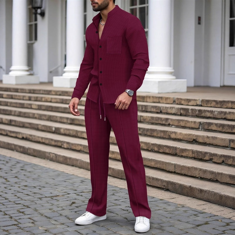 Men's Casual Waffle 2-Piece Set – Comfortable Fabric, Modern Fit & Versatile Style👖